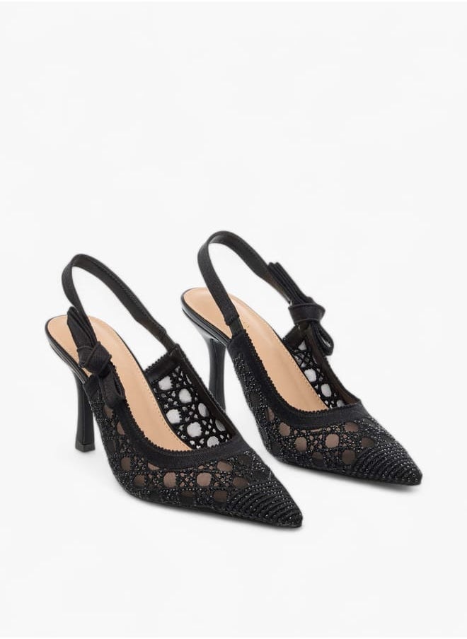 Women's Embellished Slingback Shoes With Stiletto Heels