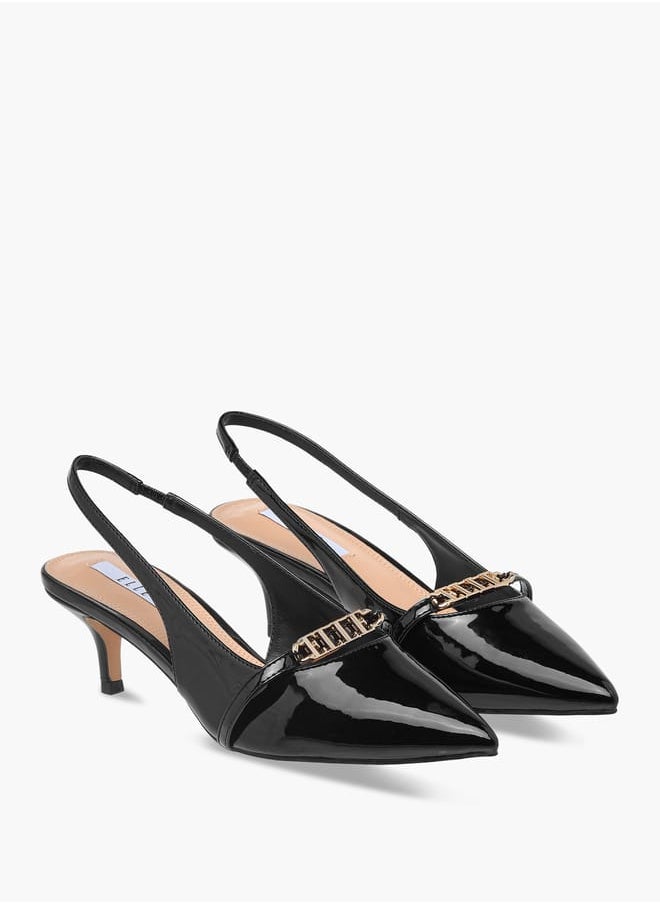 Women's Logo Accent Slingback Shoes with Stiletto Heels