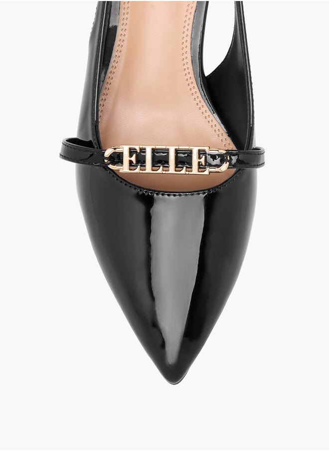 Women's Logo Accent Slingback Shoes with Stiletto Heels