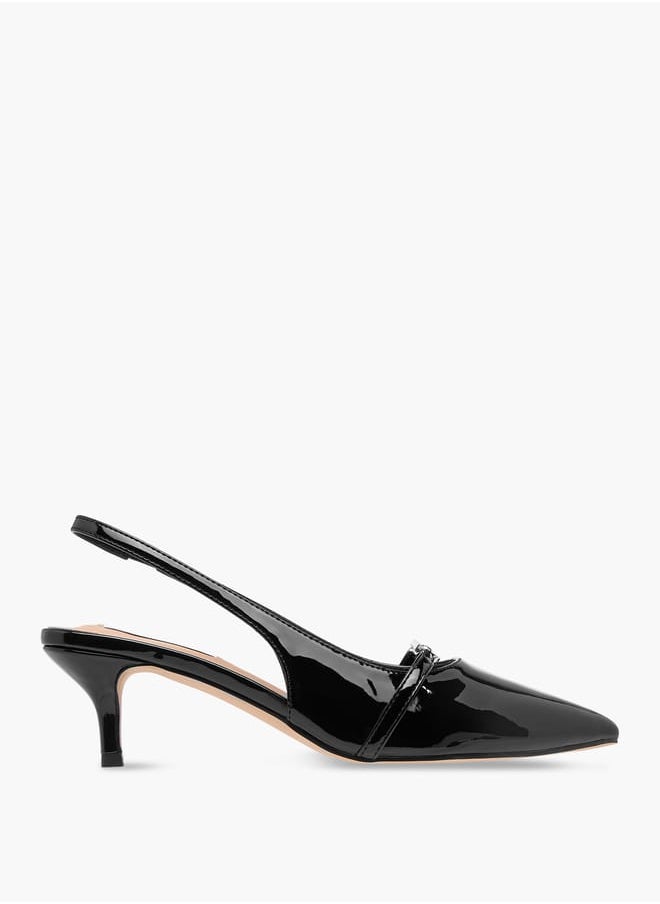Women's Logo Accent Slingback Shoes with Stiletto Heels