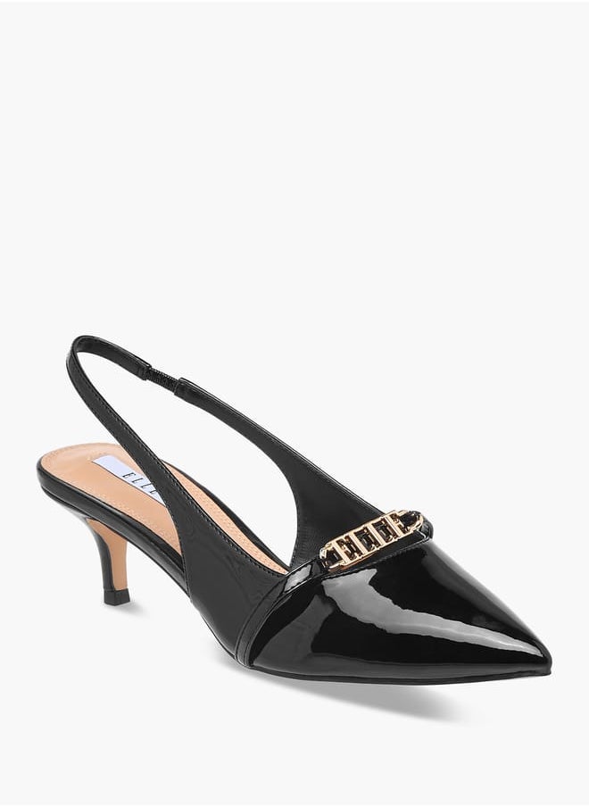 Women's Logo Accent Slingback Shoes with Stiletto Heels