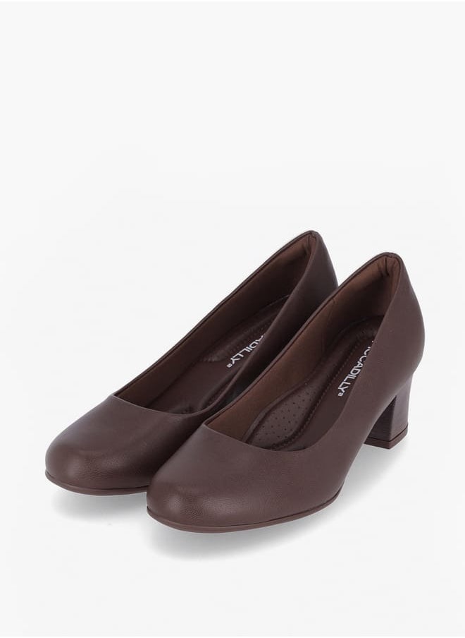 Women Round Toe Slip-On Shoes with Block Heels