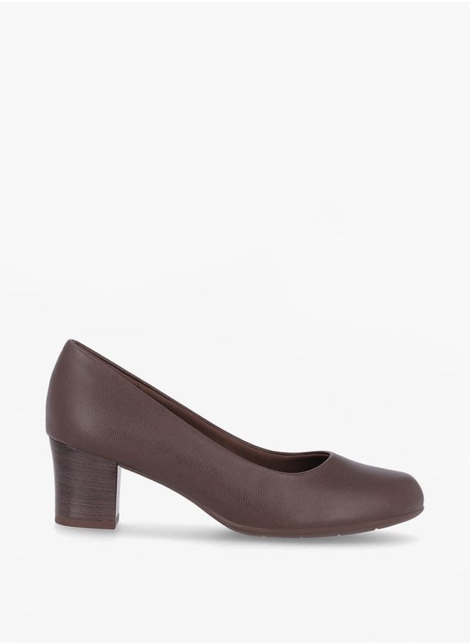 Women Round Toe Slip-On Shoes with Block Heels