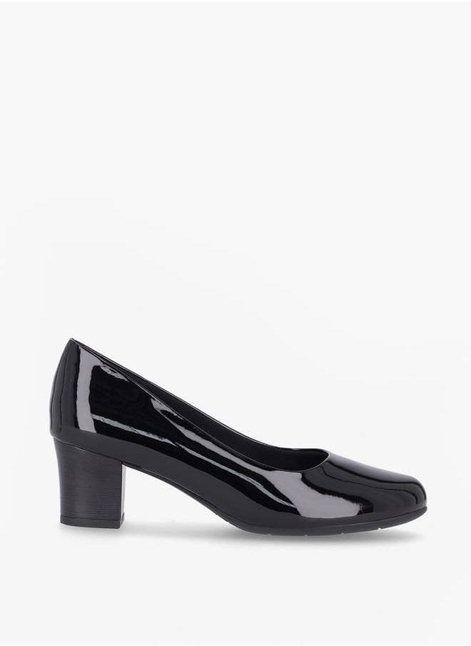 Women Round Toe Slip-On Shoes with Block Heels