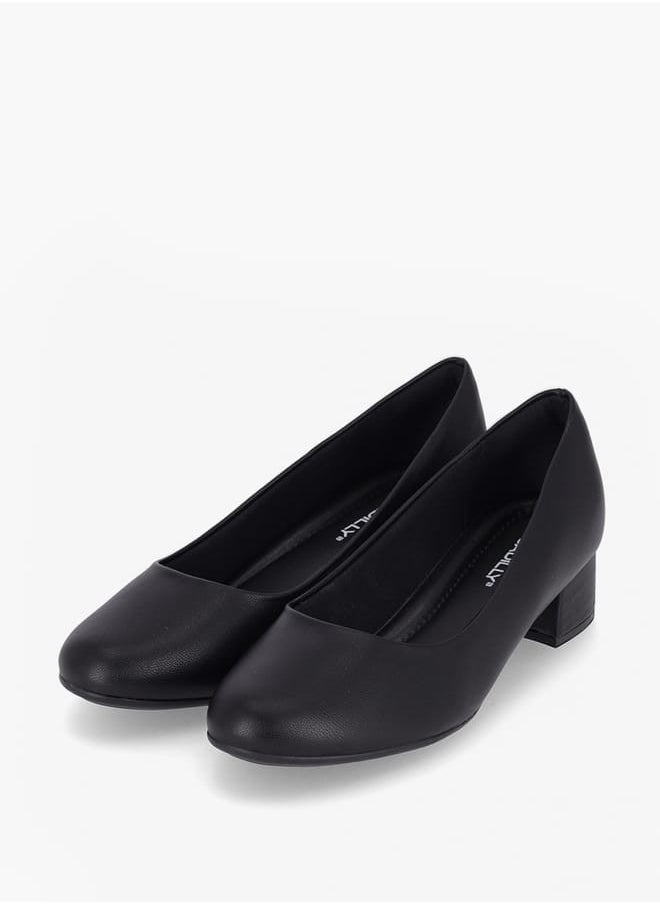 Women Round Toe Slip-On Shoes with Block Heels