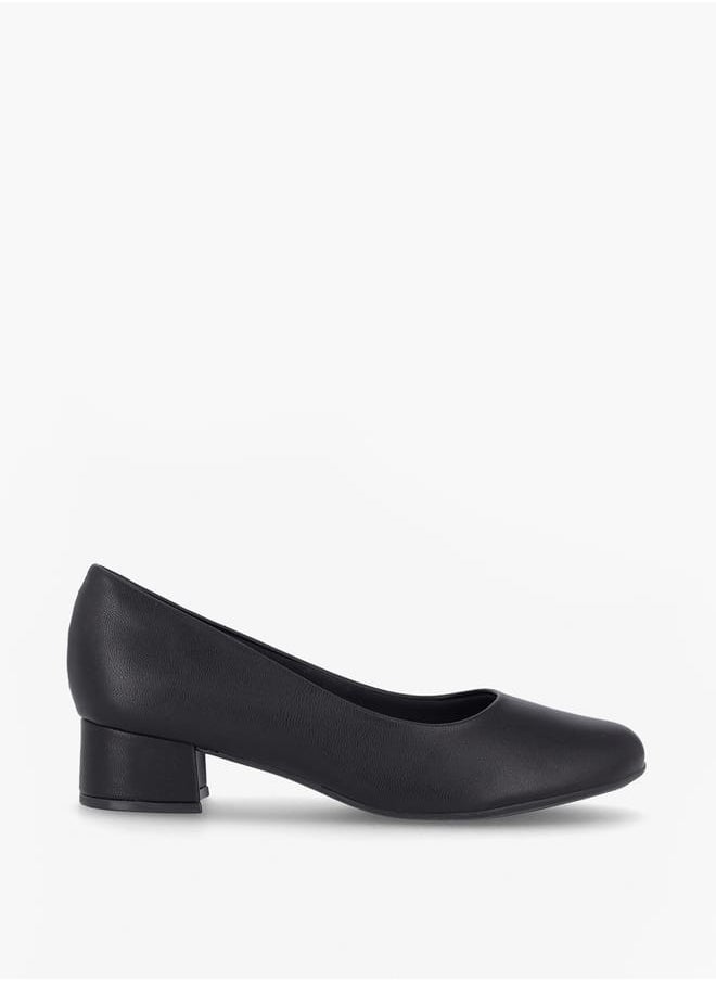Women Round Toe Slip-On Shoes with Block Heels