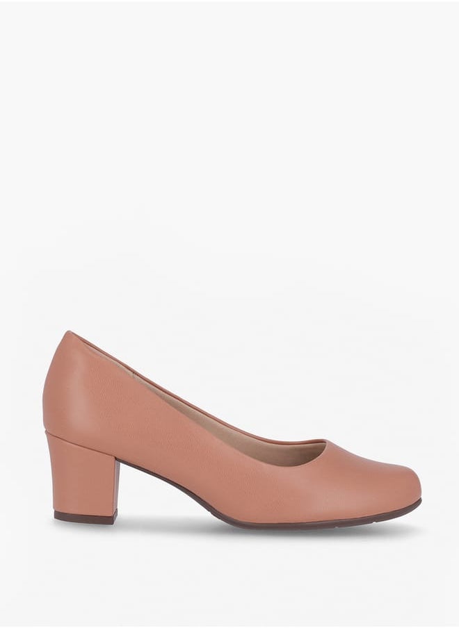 Women Round Toe Slip-On Shoes with Block Heels