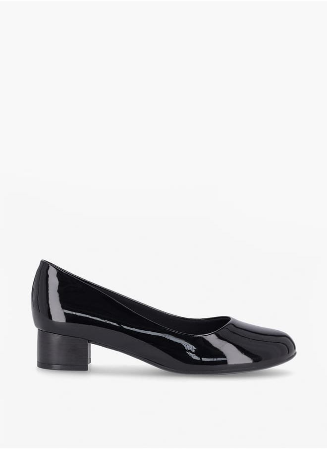 Women Round Toe Slip-On Shoes with Block Heels
