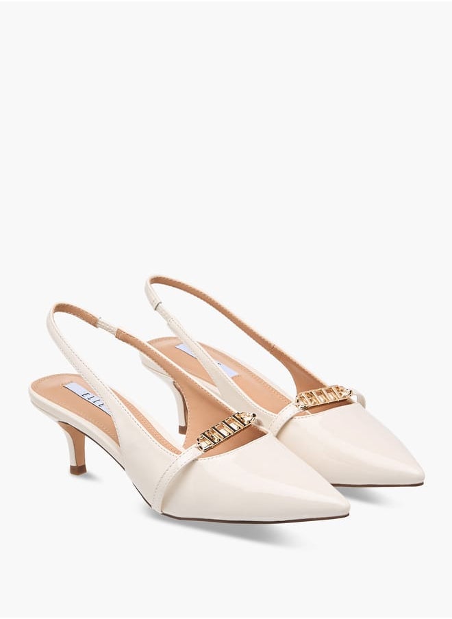 Women's Logo Accent Slingback Shoes with Stiletto Heels