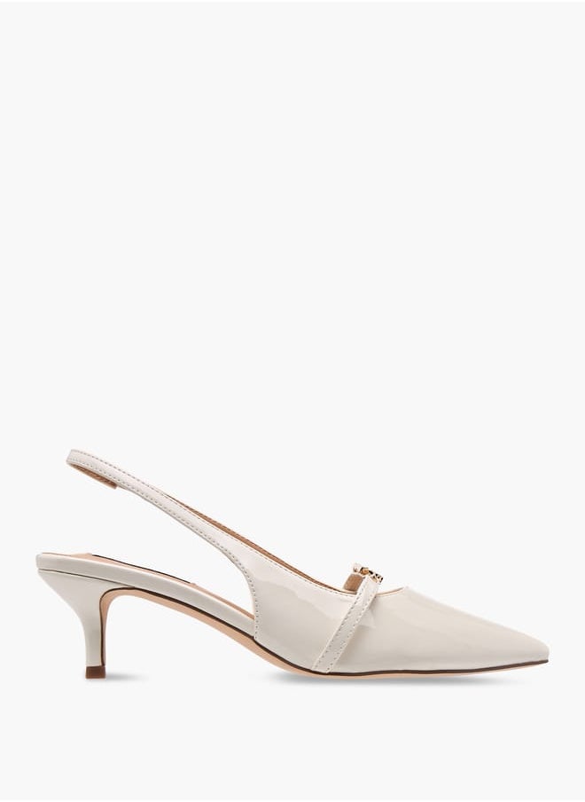 Women's Logo Accent Slingback Shoes with Stiletto Heels