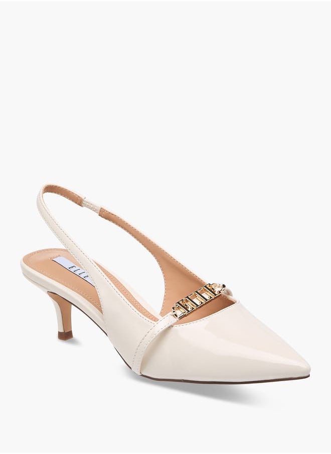 Women's Logo Accent Slingback Shoes with Stiletto Heels