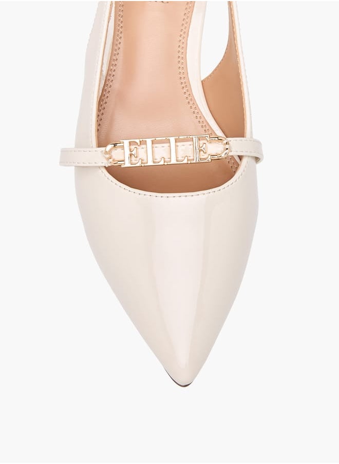 Women's Logo Accent Slingback Shoes with Stiletto Heels
