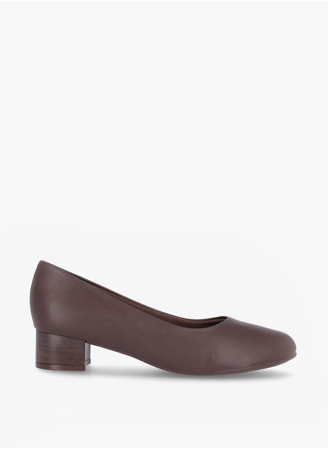 Women Round Toe Slip-On Shoes with Block Heels