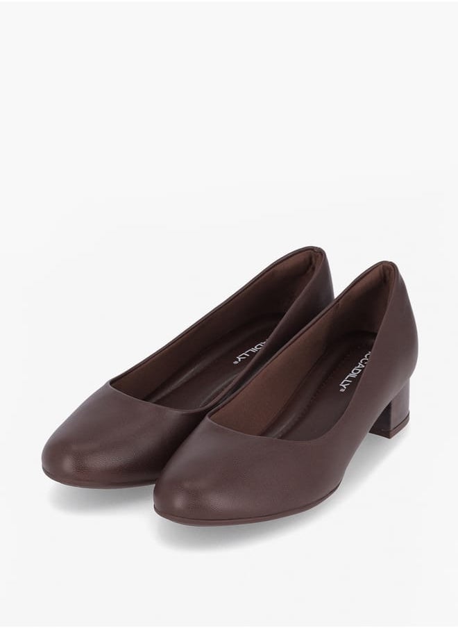 Women Round Toe Slip-On Shoes with Block Heels