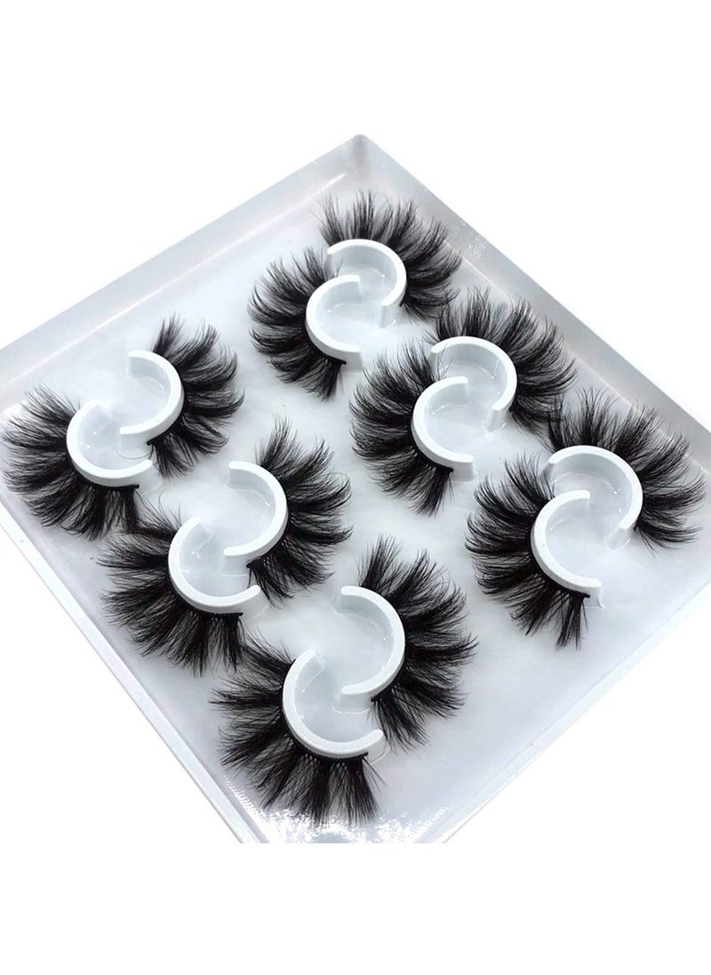 HBZGTLAD 6 Pairs Fluffy False Eyelashes Natural Faux Mink Strip 3D Lashes Pack MDF12