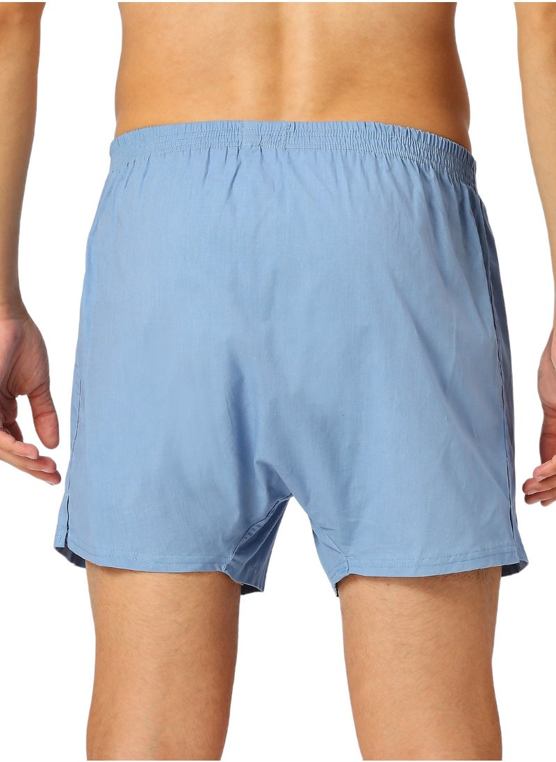 MEN'S COTTON BOXER SHORTS (PACK OF 3) - SKY BLUE