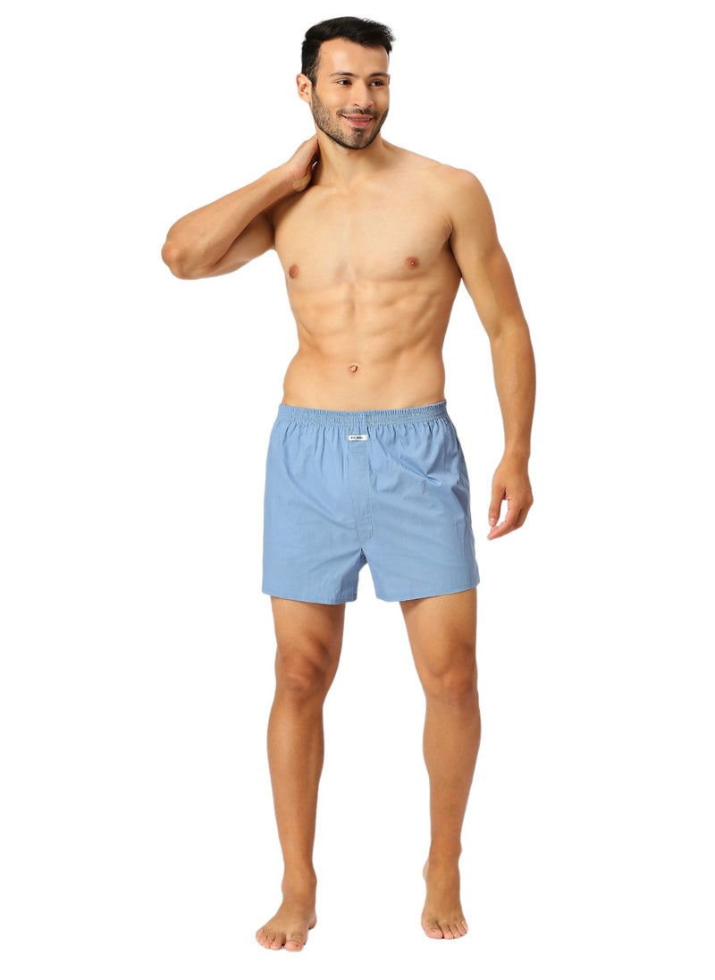 MEN'S COTTON BOXER SHORTS (PACK OF 3) - SKY BLUE