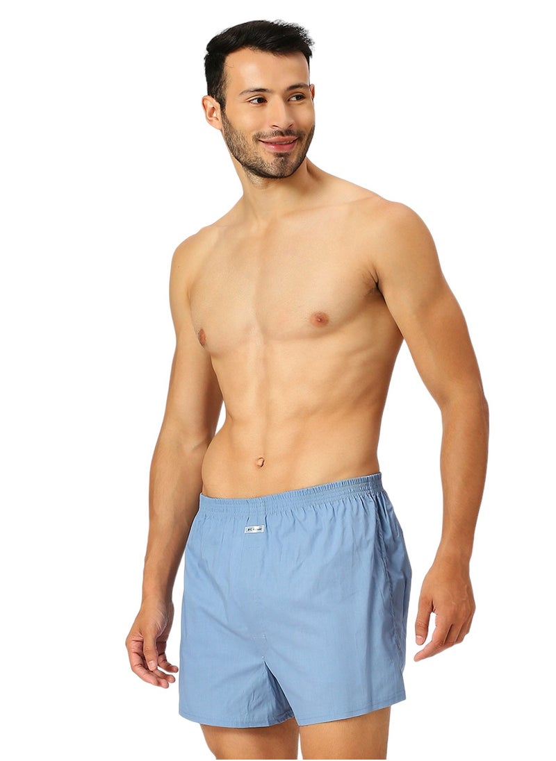 MEN'S COTTON BOXER SHORTS (PACK OF 3) - SKY BLUE