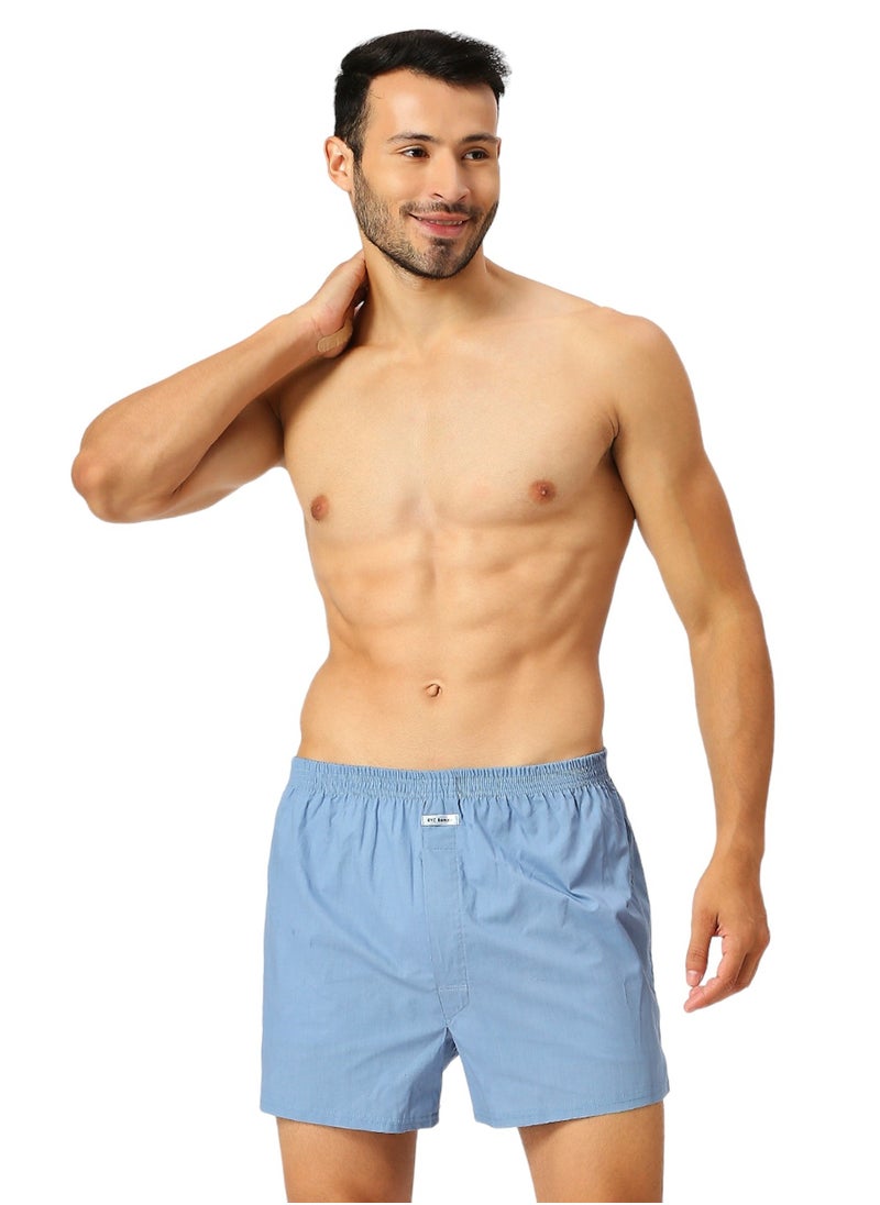 MEN'S COTTON BOXER SHORTS (PACK OF 3) - SKY BLUE