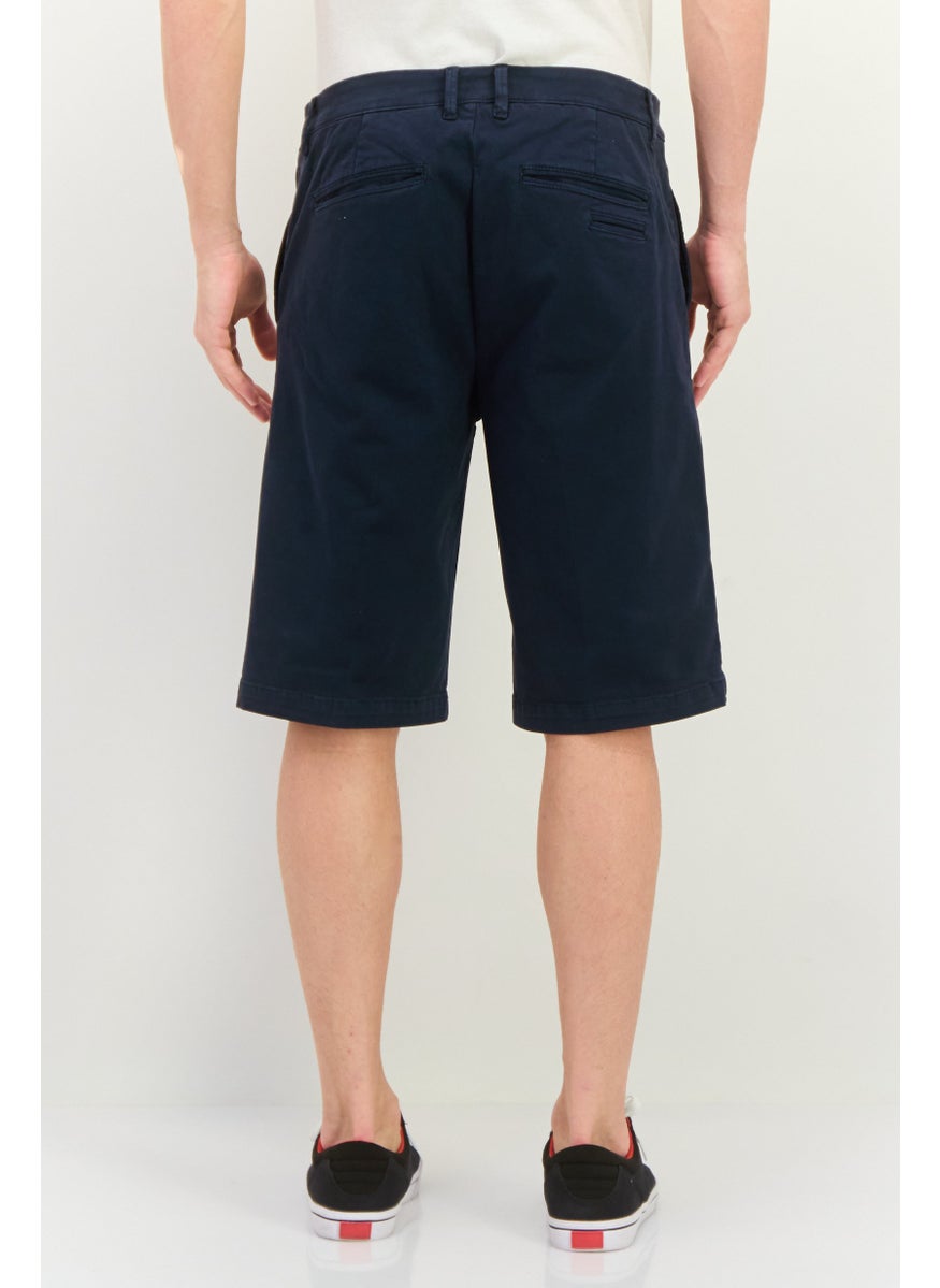 Men Solid Chino Shorts, Navy