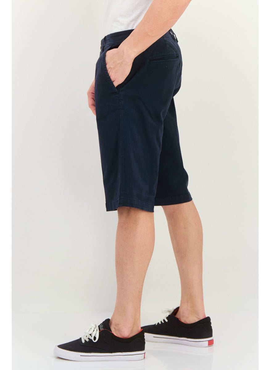 Men Solid Chino Shorts, Navy
