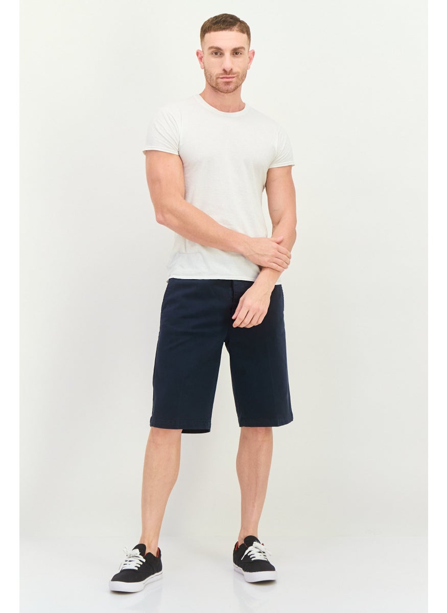 Men Solid Chino Shorts, Navy