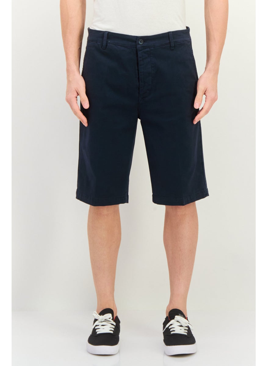 Men Solid Chino Shorts, Navy