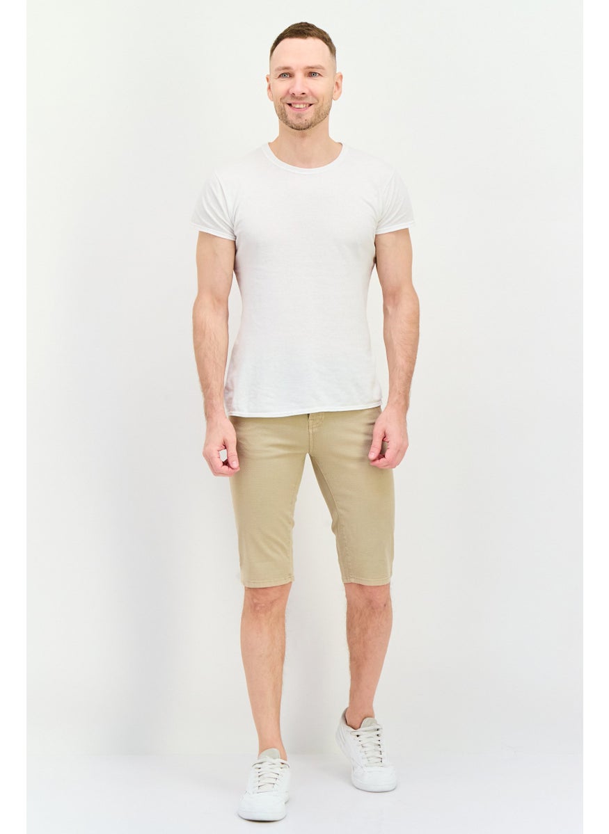 Men Plain Chino Shorts, Beige