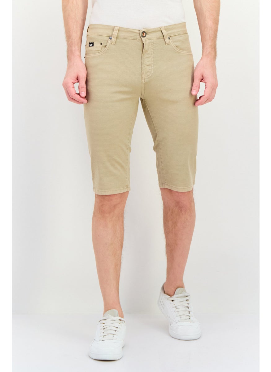 Men Plain Chino Shorts, Beige