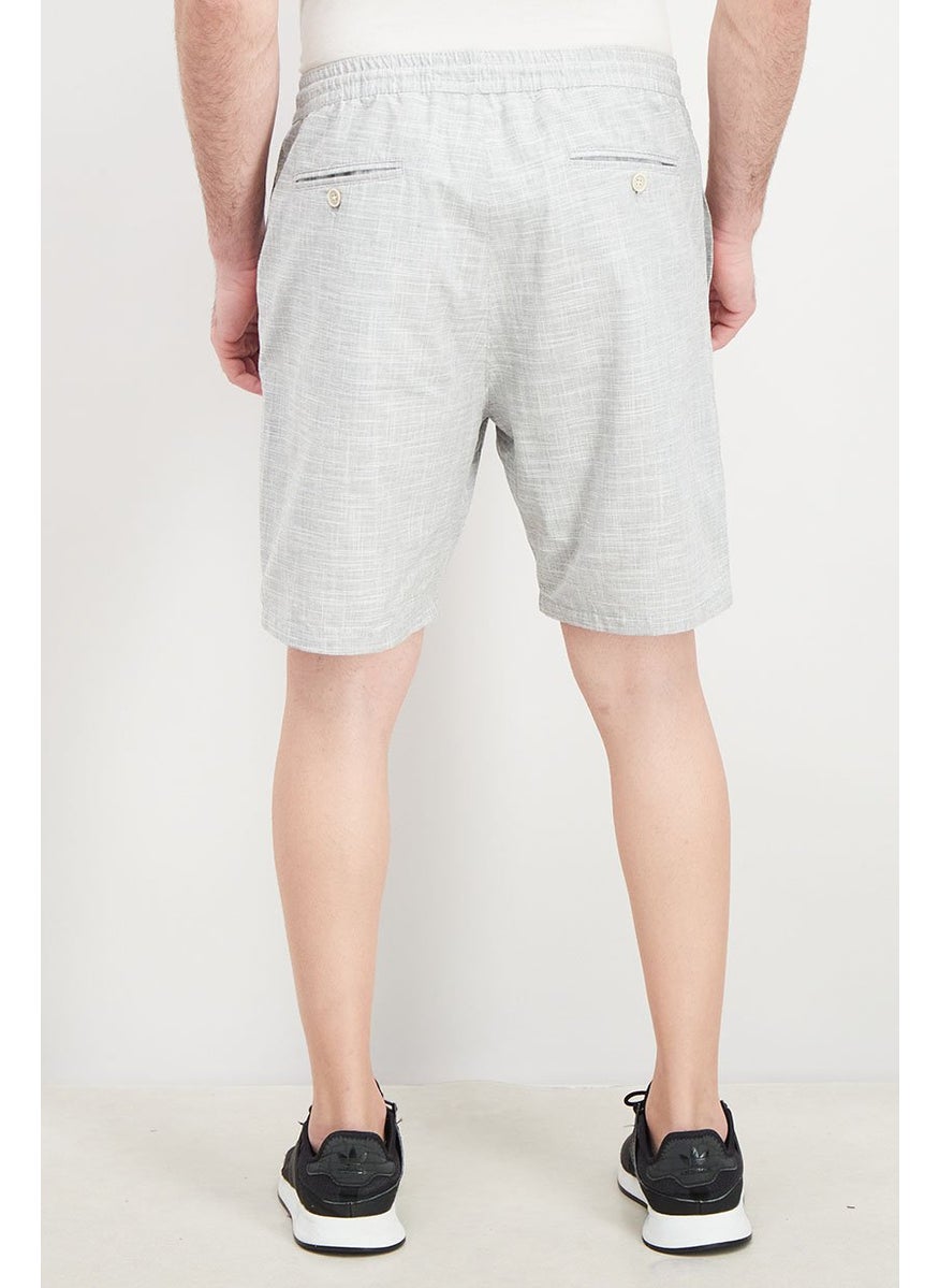 Men Textured Drawstring Basic Short, Grey