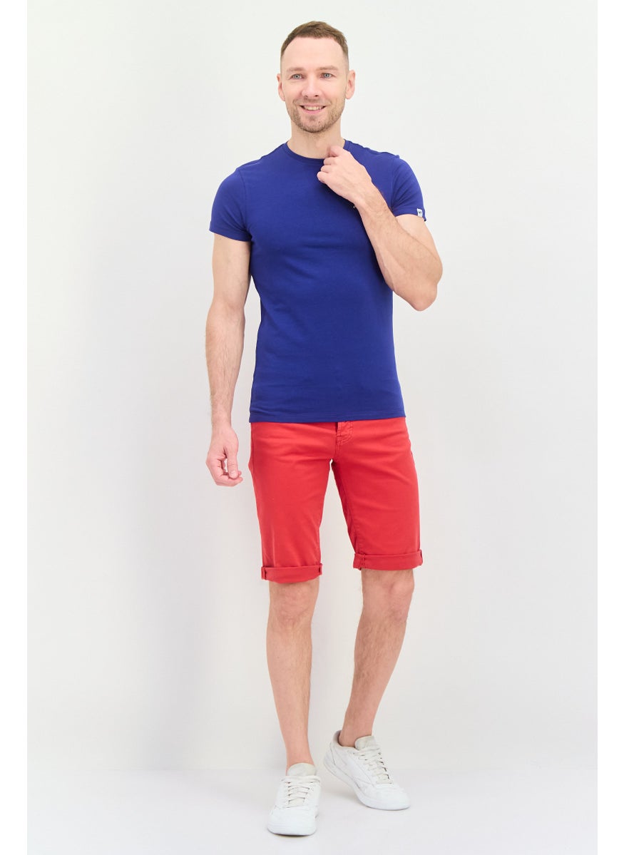 Men Brand Logo Denim Short, Red