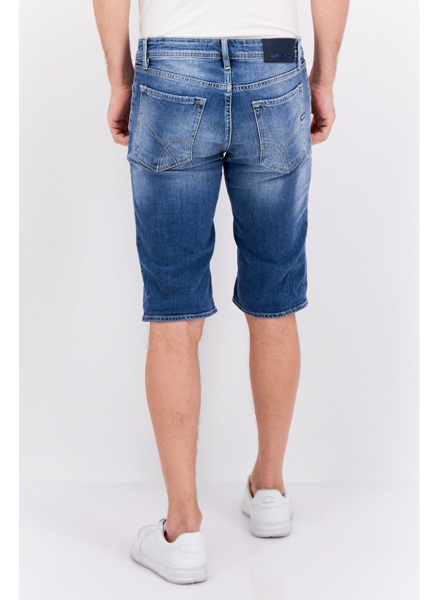 Men  Washed Denim Shorts, Light Blue