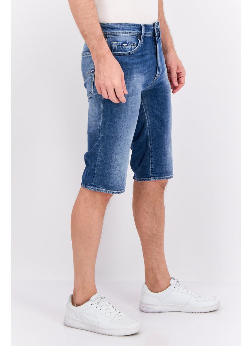 Men  Washed Denim Shorts, Light Blue