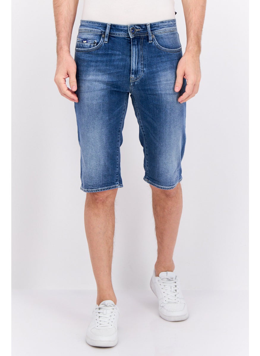 Men  Washed Denim Shorts, Light Blue