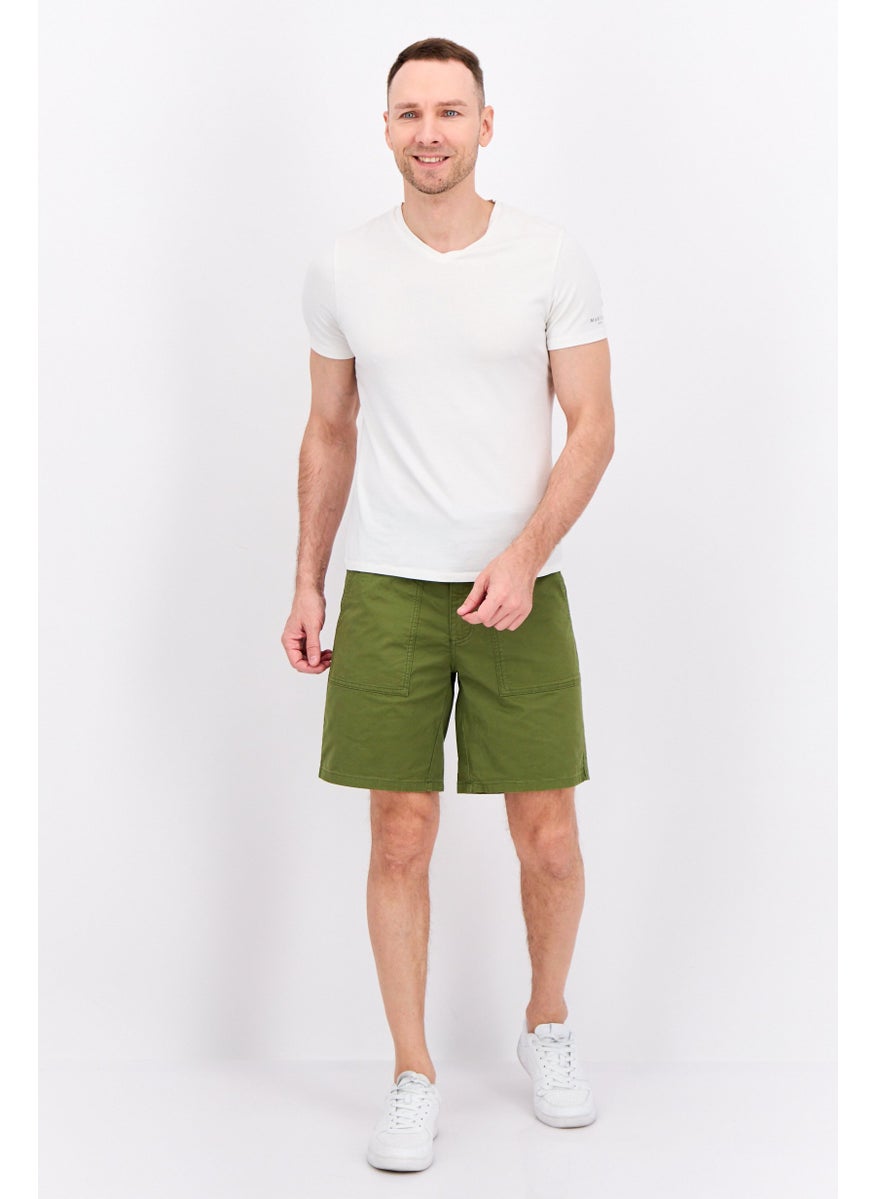 Men Plain Basic Shorts, Olive