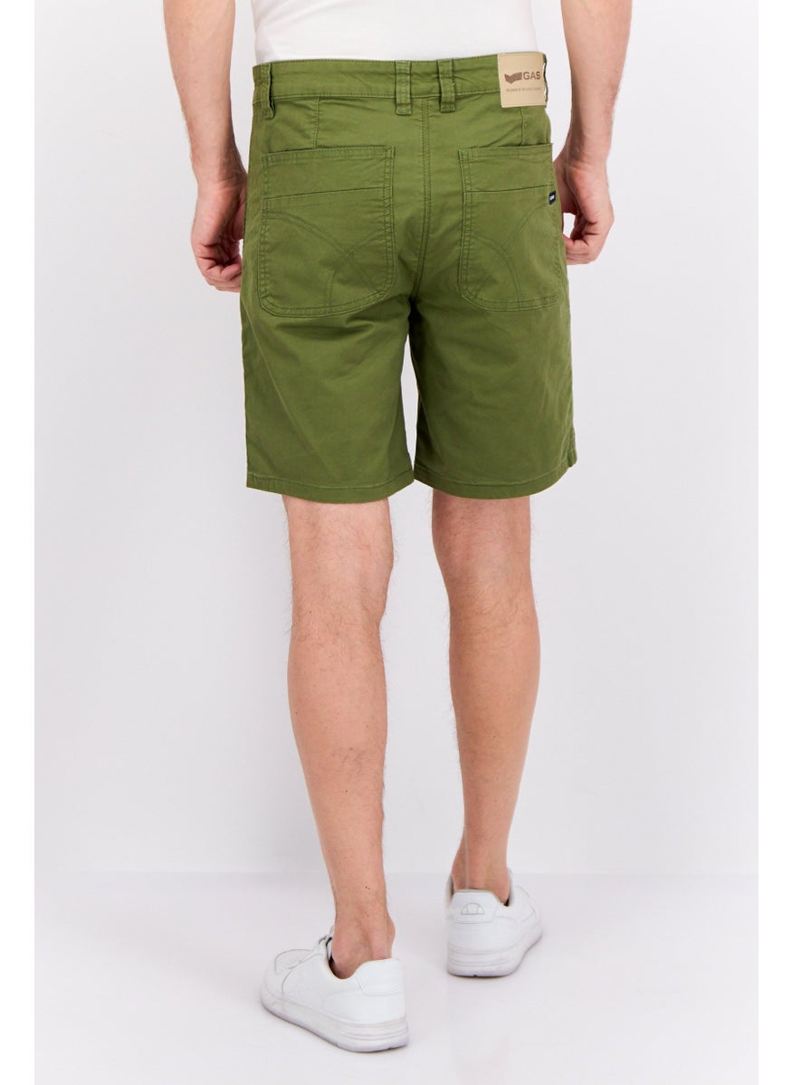 Men Plain Basic Shorts, Olive
