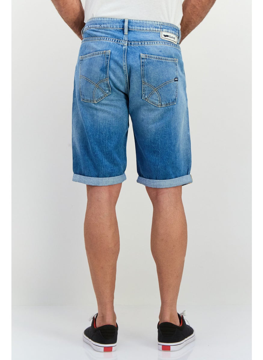 Men Washed Denim Shorts, Washed Blue