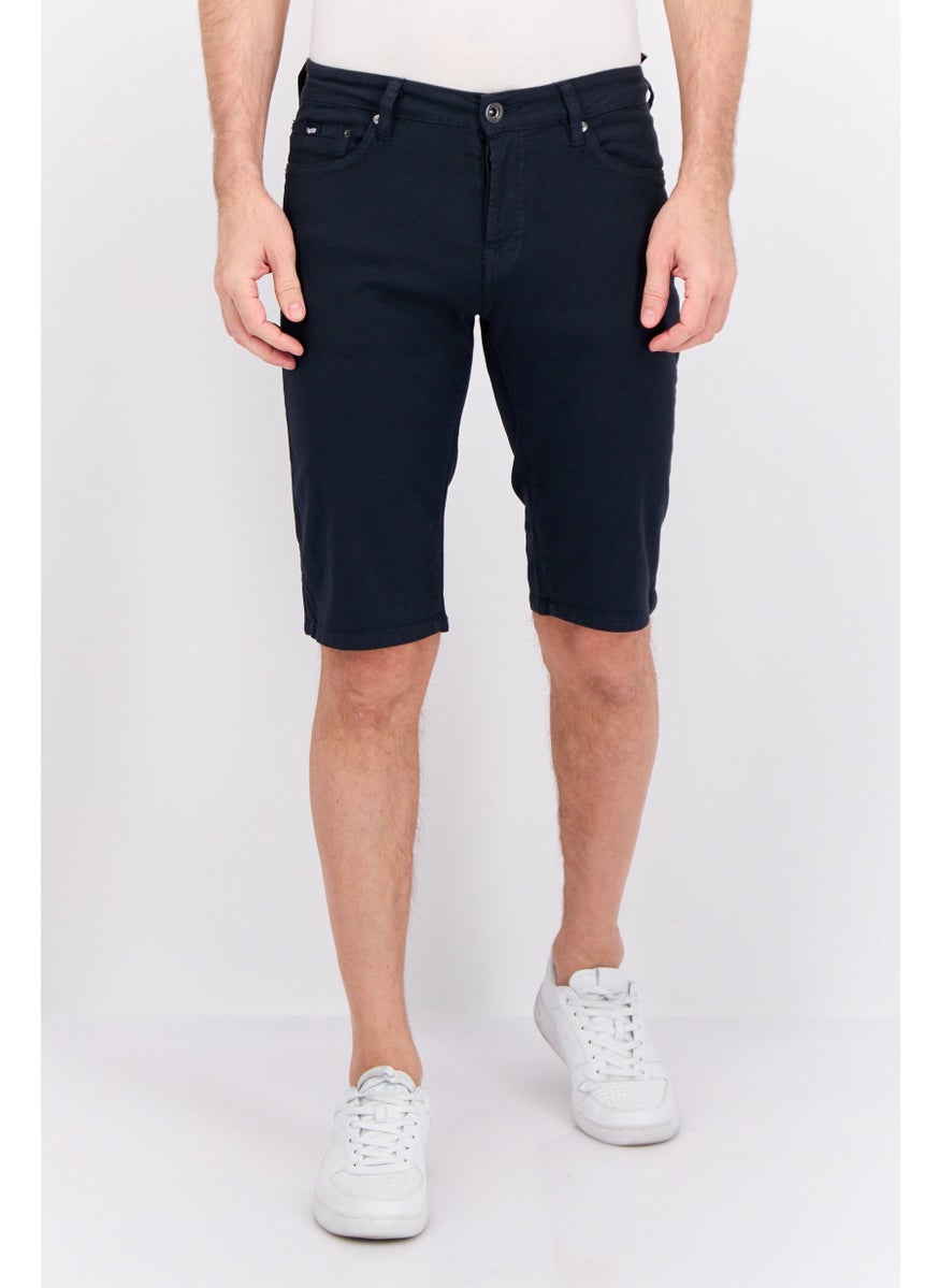 Men Solid Basic Short, Navy