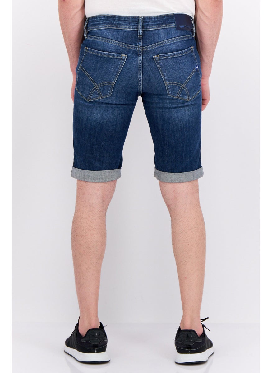 Men Washed Basic Shorts, Light Blue