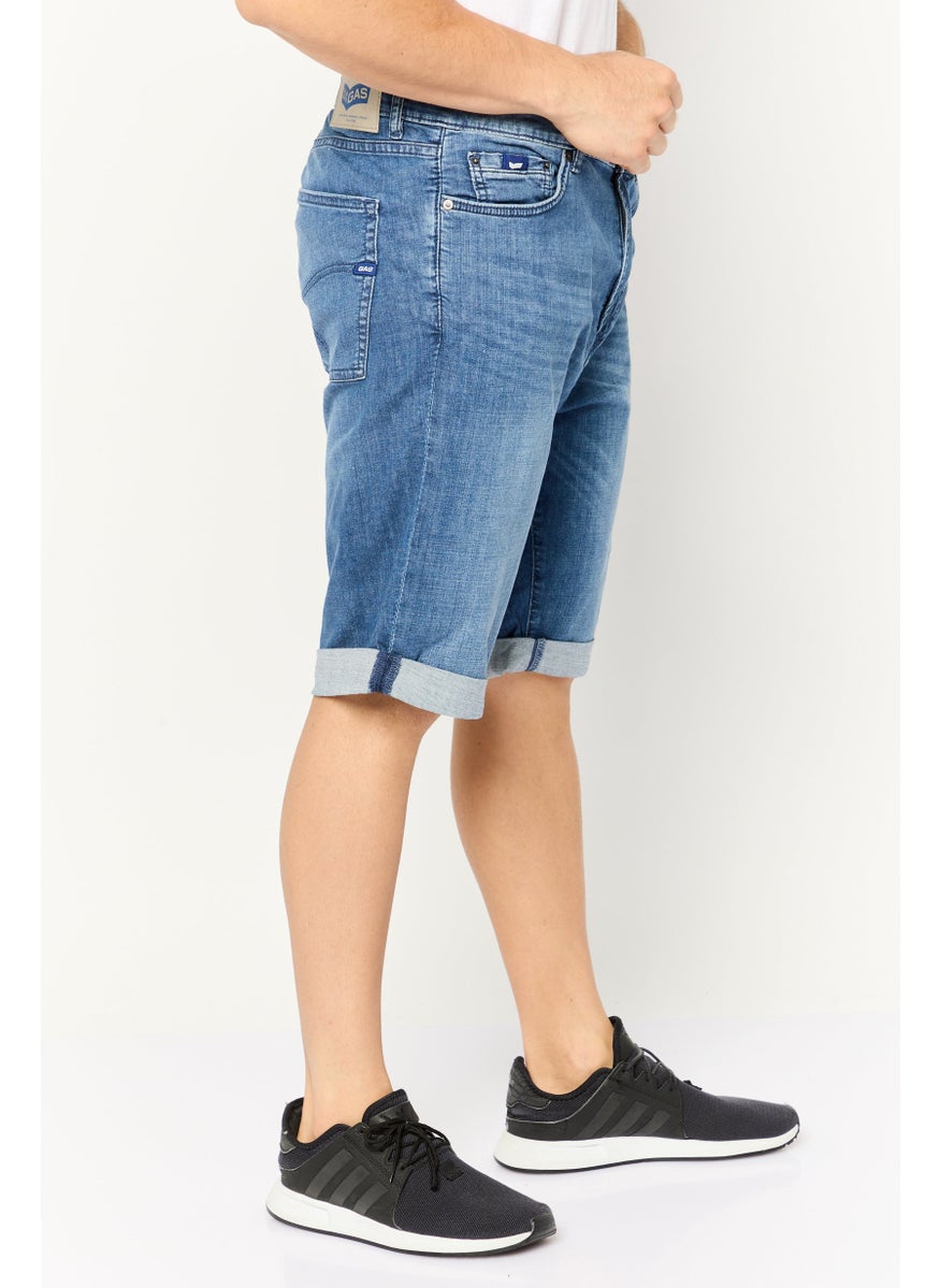 Men Wash Denim Shorts, Blue