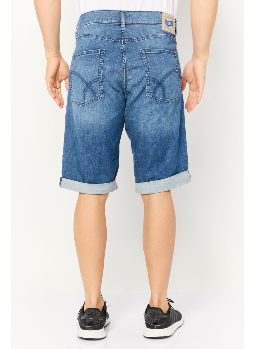 Men Wash Denim Shorts, Blue