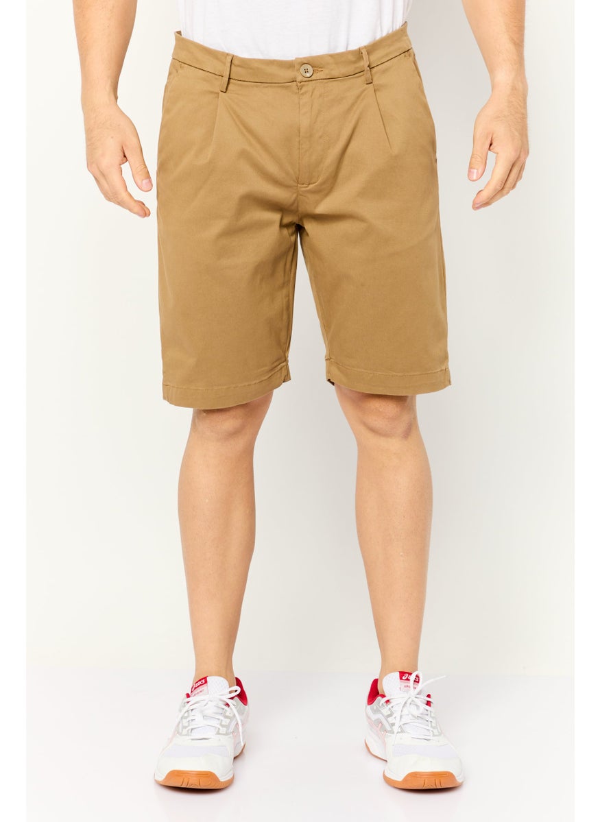 Men Solid Chino Shorts, Khaki