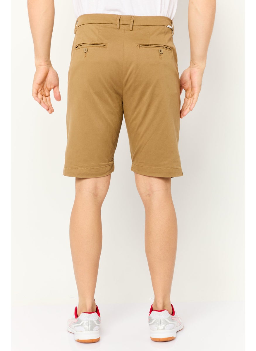 Men Solid Chino Shorts, Khaki