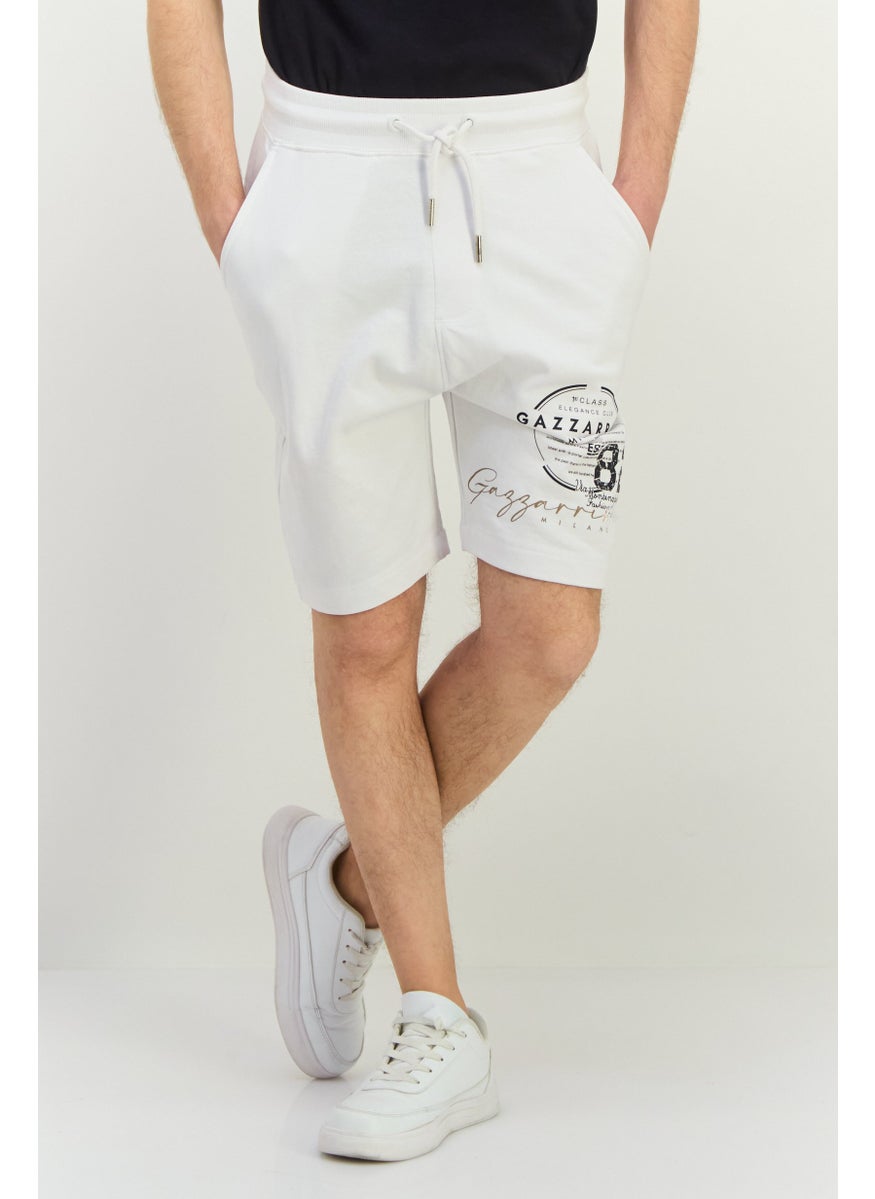 Men Graphic Print Basic Shorts, White