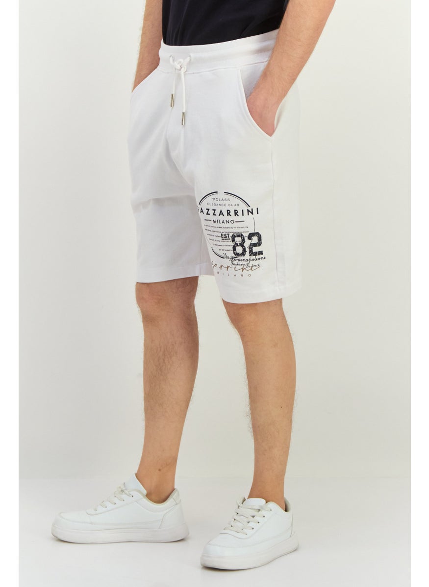 Men Graphic Print Basic Shorts, White