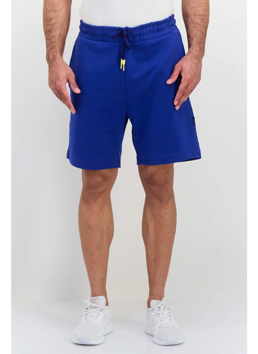 Men Solid Basic Shorts, Royal Blue