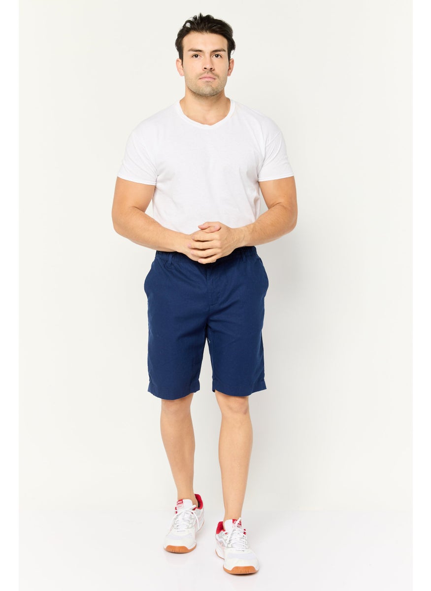 Men Solid Basic Shorts, Navy