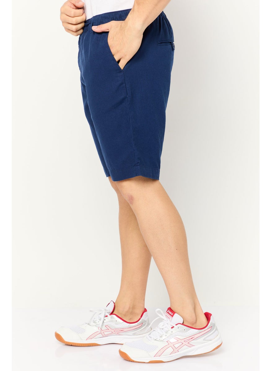 Men Solid Basic Shorts, Navy