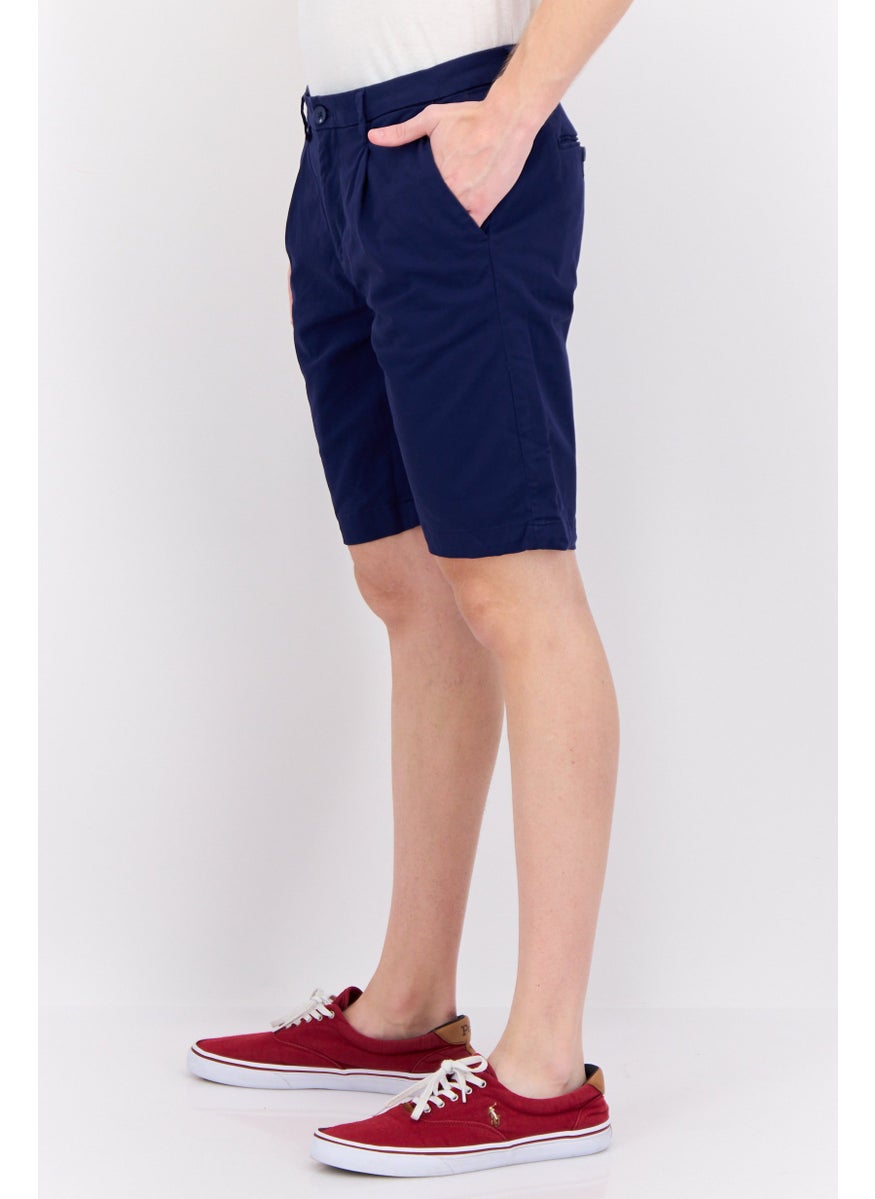 Men Solid Chino Shorts, Navy