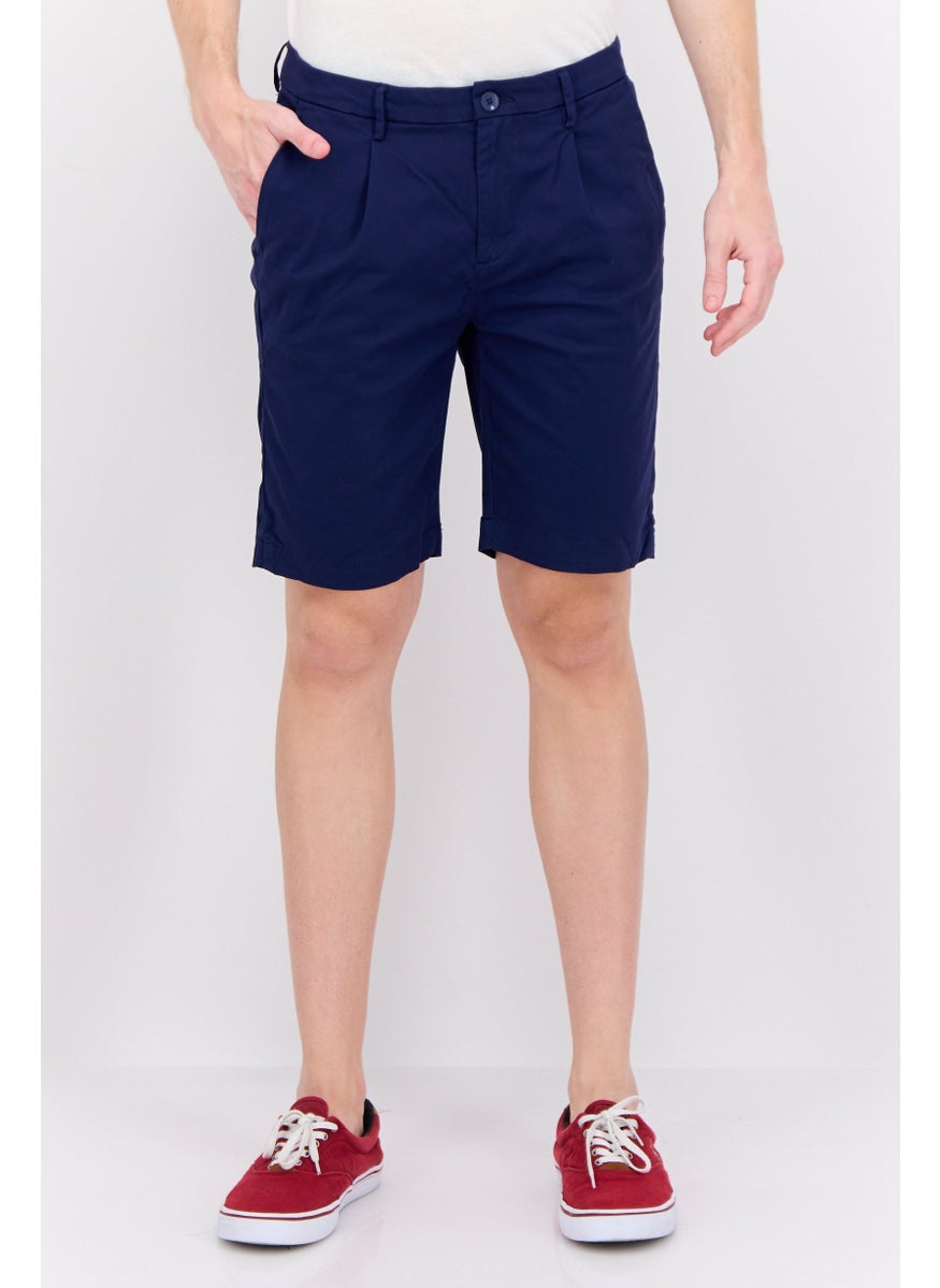 Men Solid Chino Shorts, Navy